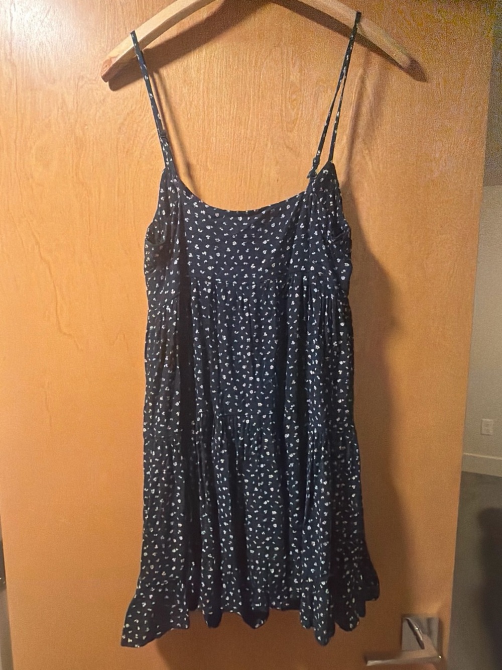 Brandy Melville Navy Mini Slip Dress with White Floral Ditsy Print
